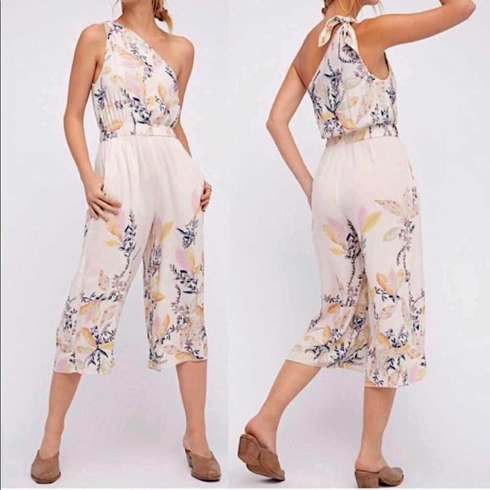 FREE PEOPLE ONE SHOULDER FLORAL JUMPSUIT